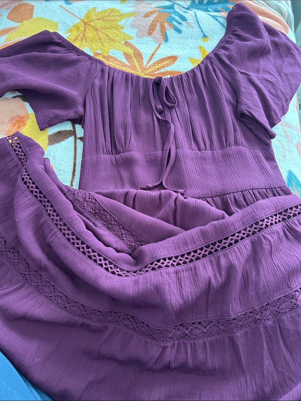 Girls Purple Bohemian Tie-Front Dress